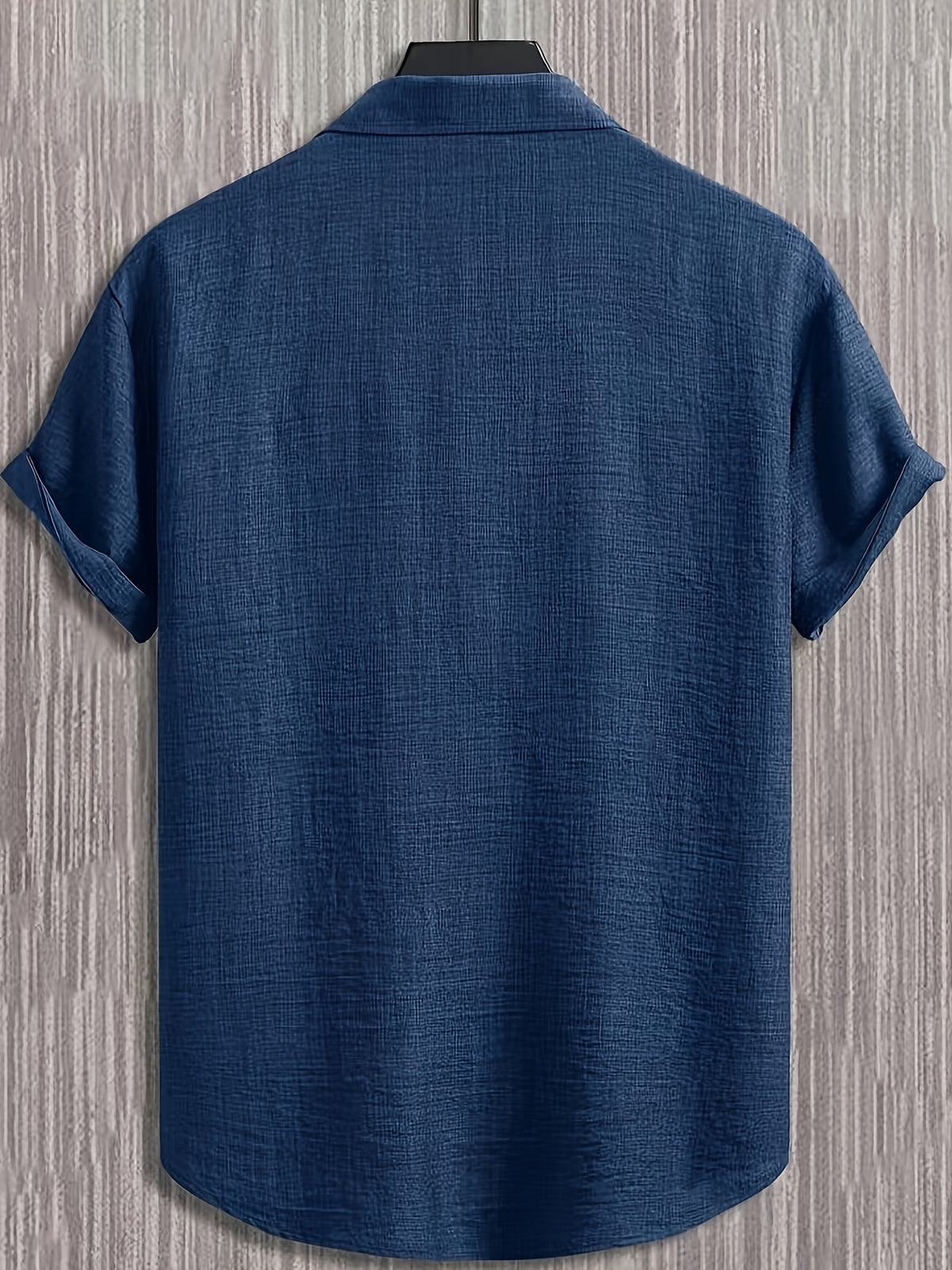 Men's Casual Multi-functional Daily Short-Sleeve Shirt with Single Pocket Embroidery, Summer Men's Shirt - Blue