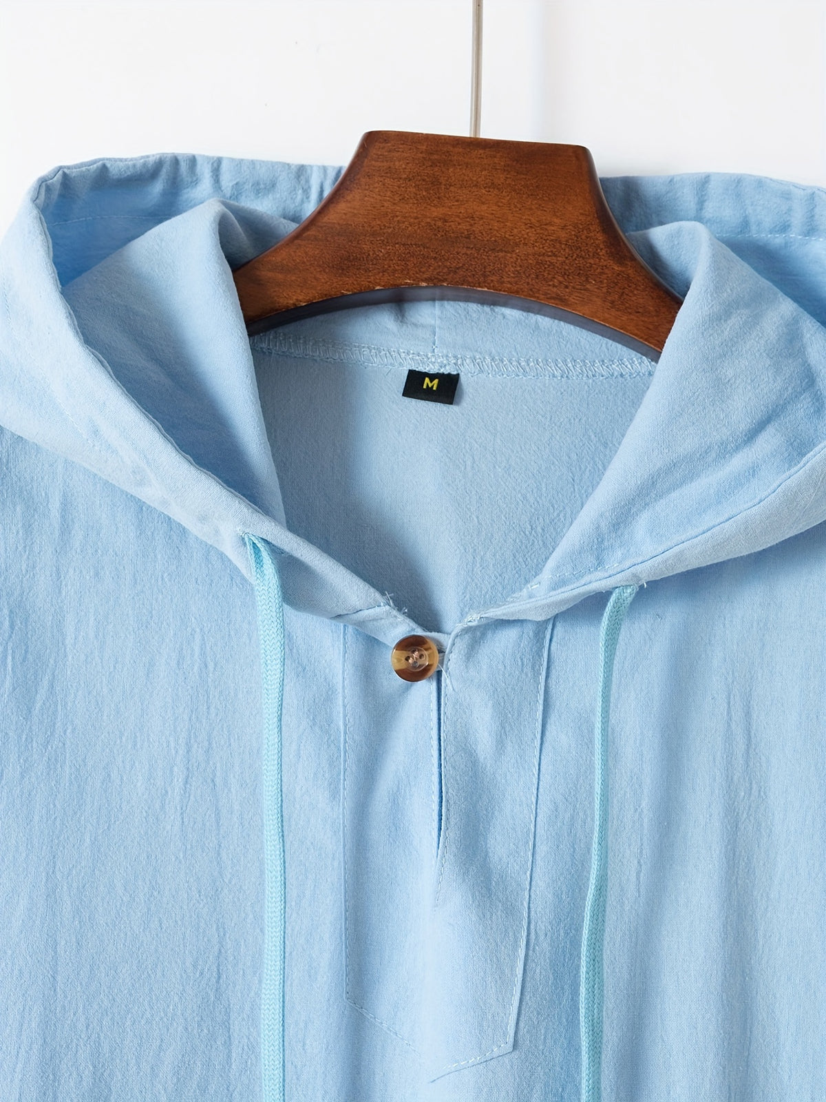 Men'S Solid Color Sleeveless Fashion Sports Hooded Top - Light Blue