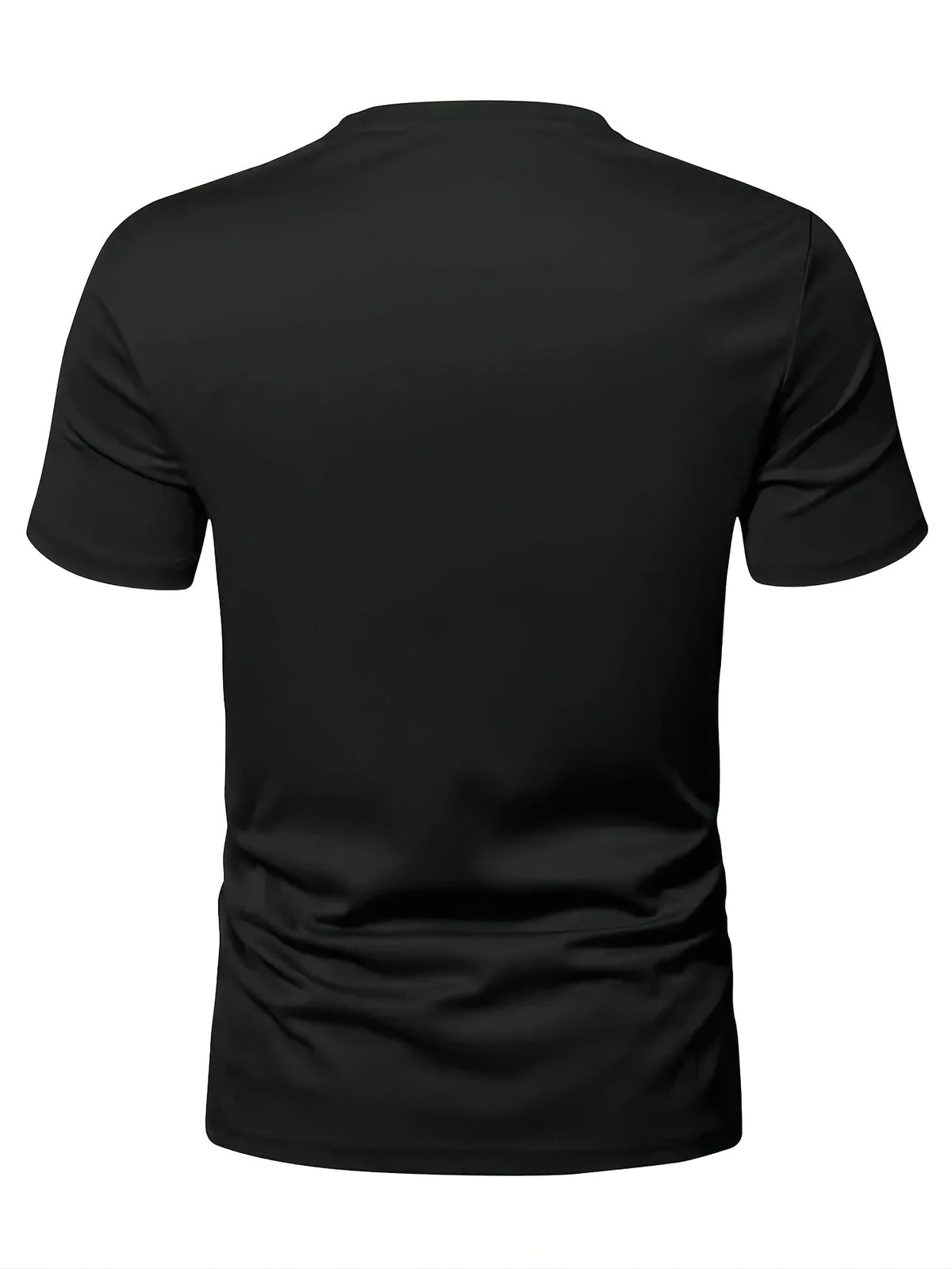 180g 100% Men's V-Neck Short-Sleeve Top, Casual T-Shirt, Solid Color Base Layer, "5-work" Summer All-Season Base Layer, Factory-Made for Men, Comfortable, High Quality, High Fit Rate, Casual Sportswear - Black