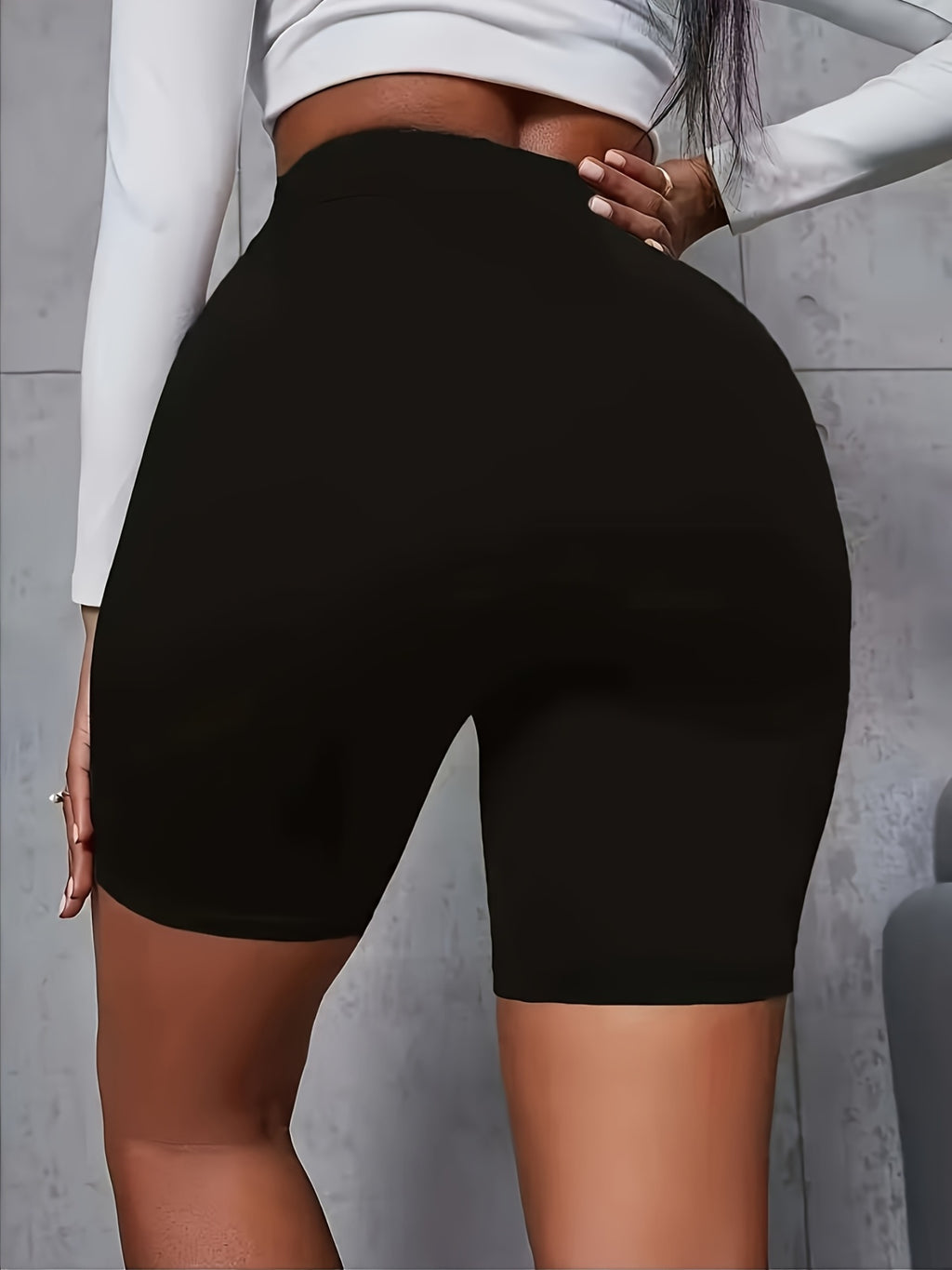Women'S High-Waist Elastic Shorts, Suitable For, Cycling, And Other, Stretchy And Comfortable, Machine Washable - Black