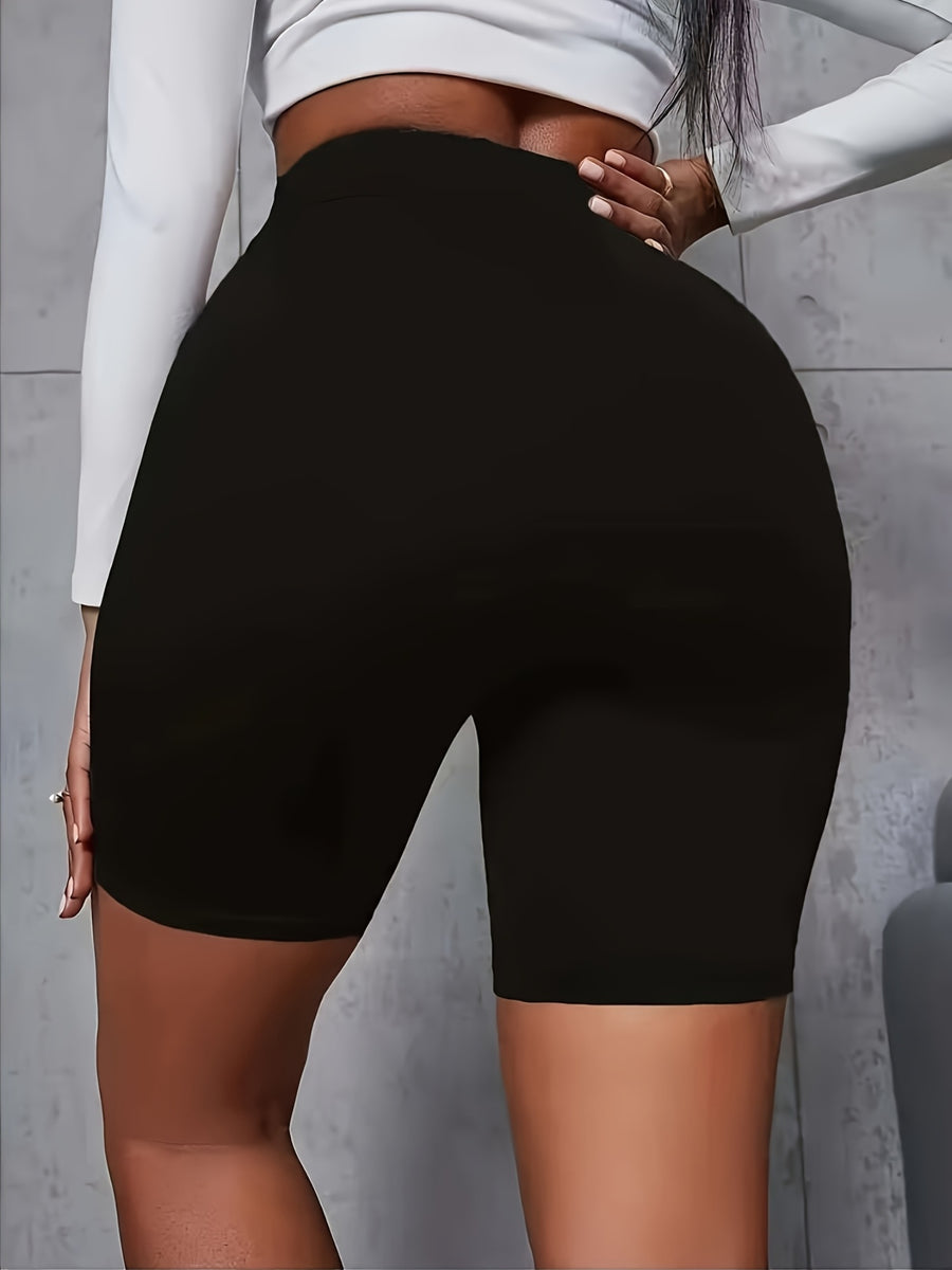 Women'S High-Waist Elastic Shorts, Suitable For, Cycling, And Other, Stretchy And Comfortable, Machine Washable - Black