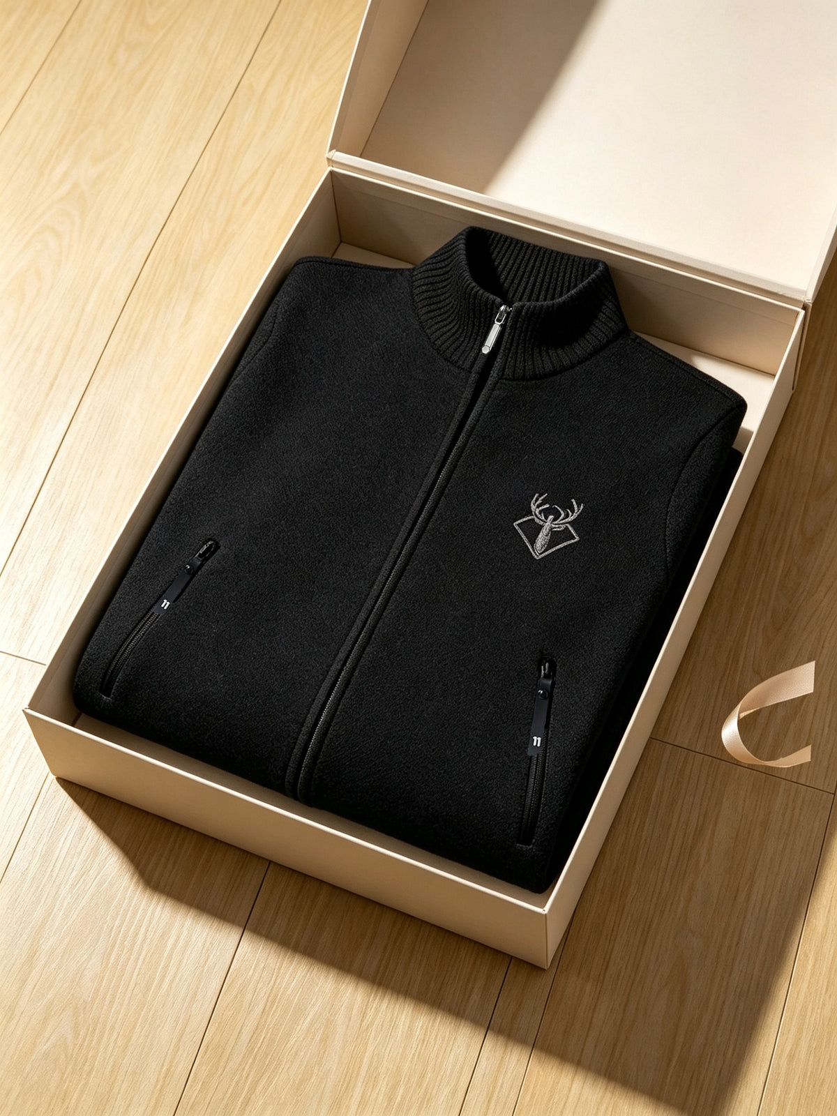 2pcs, Men'S Autumn Winter Knit Cardigan Stand Collar Full Zip, Plush Lining, Long Sleeve Sweater, Fleece Lined And Thickened, with Pockets, Suitable for Casual, Home, Business, Hiking, Outdoor, Fashionable All-Match Autumn Winter Sweater Jacket - Light Beige+Black