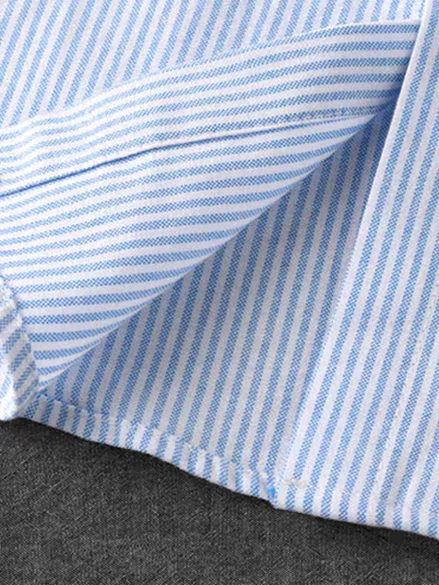 Fun and Fashionable Trendy Men's Spring/autumn New Cartoon Healing Print Long-sleeve Slim-stripe Casual Outerwear Shirt - Sky Blue