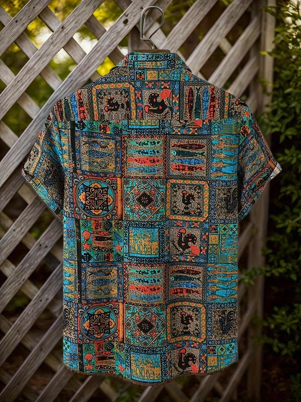 Men'S Ethnic Style Tribal Print Loose Casual Vacation Summer Short Sleeve Shirt - Multicolor