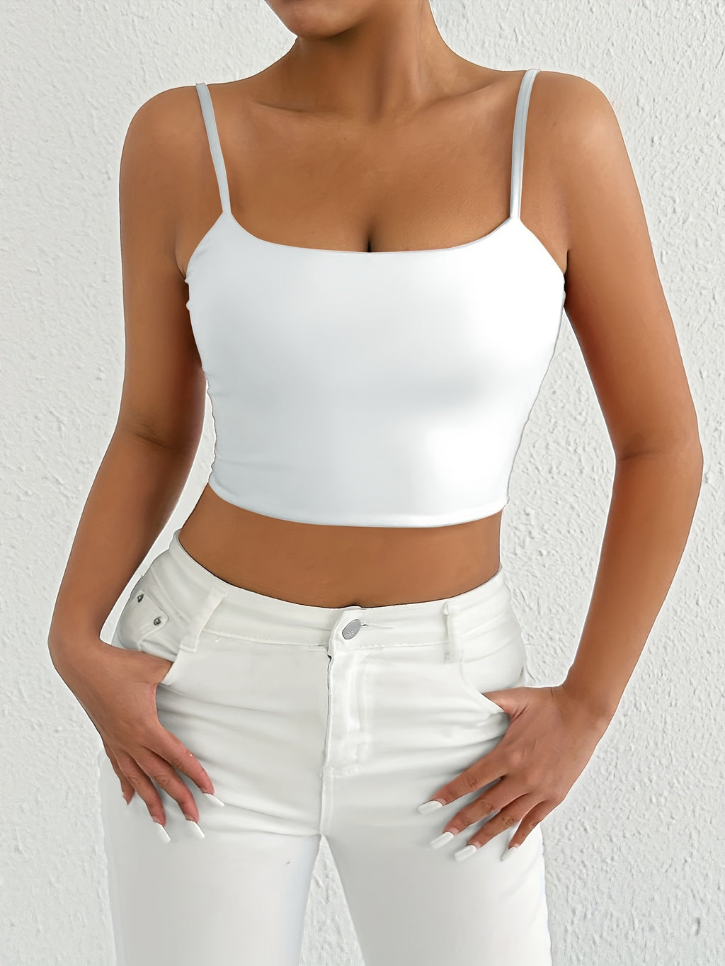 European and American Summer Sexy Versatile Camisole Top, Cross-Border New Crop Top, Can Be Worn Outdoors, Ultra-Short Top - White