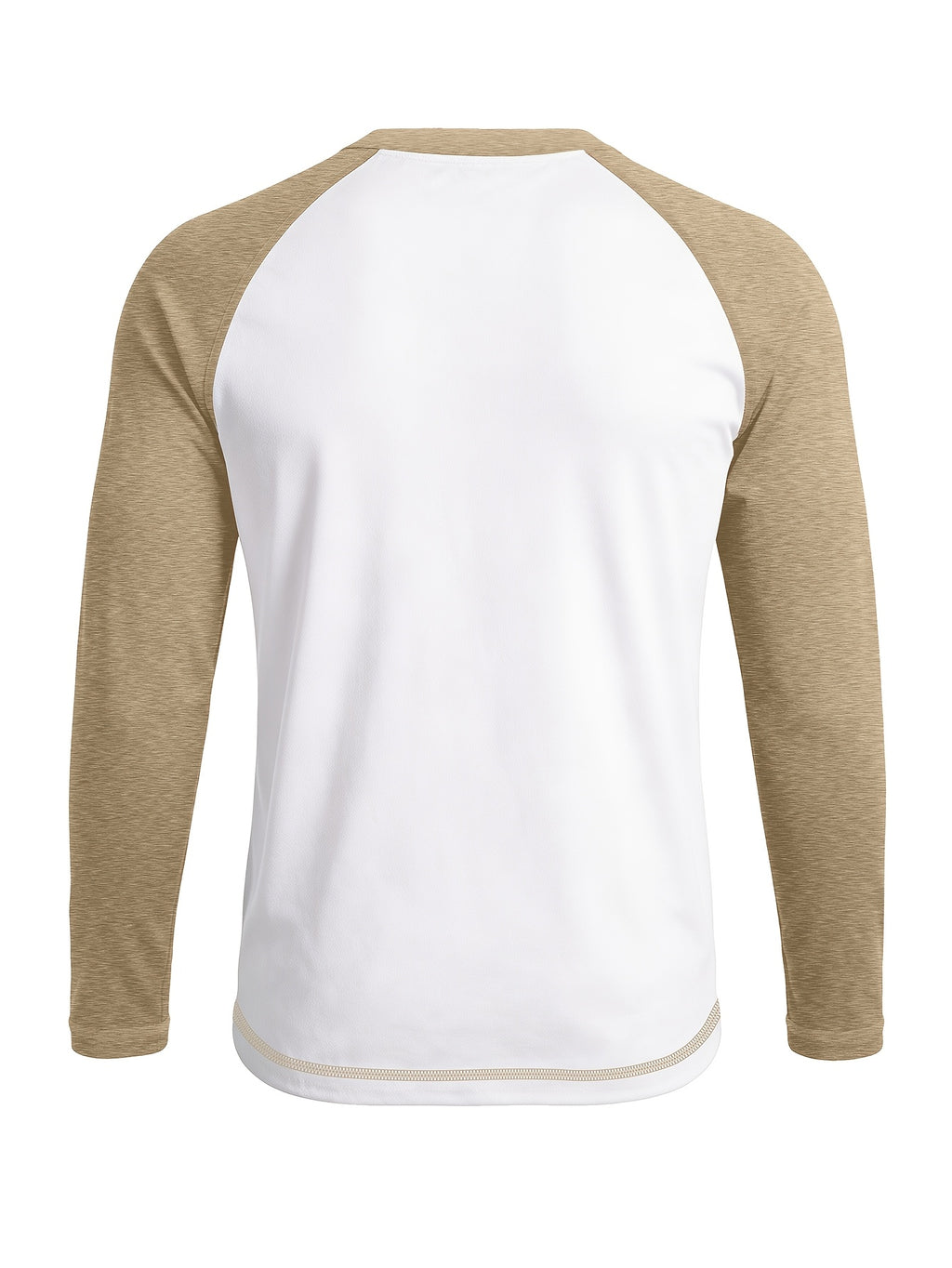 Cross-Border Men'S Long Sleeve Round Neck T-Shirt, Export European And American Men'S Clothing Color-Block Top Base Layer - White