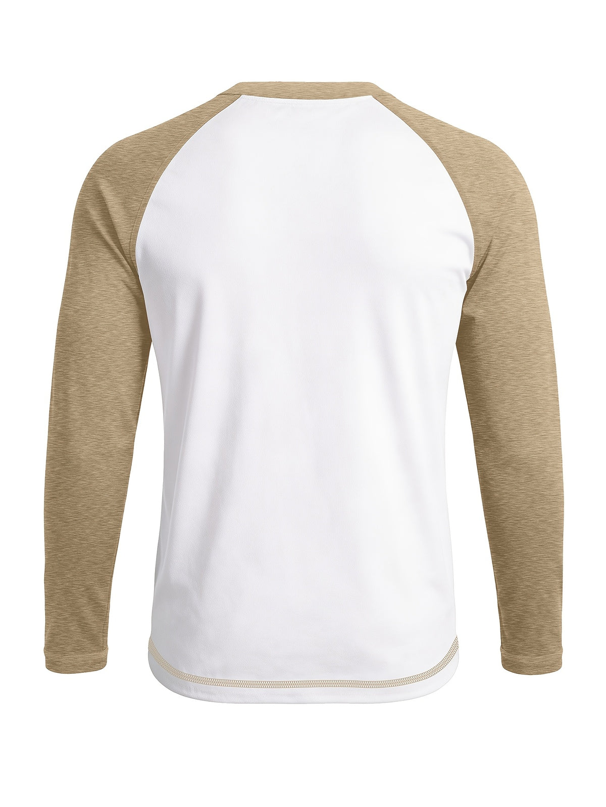 Cross-Border Men'S Long Sleeve Round Neck T-Shirt, Export European And American Men'S Clothing Color-Block Top Base Layer - White