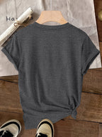Disney Minnie with a Smile on Her Cheek Printed Fashion Women'S Round Neck Casual T-Shirt, Comfortable Fabric Short Sleeved, Round Neck Women'S T-Shirt, Worn in Spring And Summer - Dark Gray