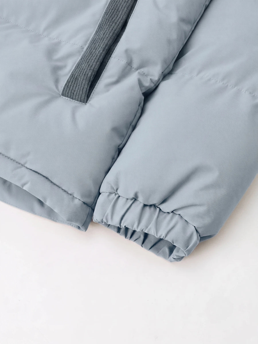 Men's Thickened Winter Jacket - Warm Windproof Hooded Outerwear, Polyester Fiber Filling Suitable for Cold Weather, Outdoor Activities - for Teens and Adults, Seasonal Layering, Casual Outerwear, Comfortable and Warm - Sky Blue