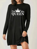 Trendy and fashionable long version of the fashionable casual top, long sleeves, Women's clothing with fashion trend print, spring and autumn style - Black