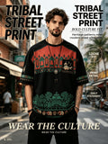 [Printed Design - Not Textured] Men's Fashion Printed Crew Neck T-Shirt, Mughal Elephant Print, Standard Size Men's T-Shirt, Vintage Exotic Style Short Sleeve, Spring/Summer Casual Commuter Versatile Top, Y2K Clothing, Fashion, Printed Design - Mixed colors