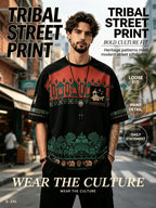 [Printed Design - Not Textured] Men's Fashion Printed Crew Neck T-Shirt, Mughal Elephant Print, Standard Size Men's T-Shirt, Vintage Exotic Style Short Sleeve, Spring/Summer Casual Commuter Versatile Top, Y2K Clothing, Fashion, Printed Design - Mixed colors