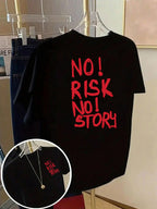 Front And Back Adventure Spirit, Inspirational Slogan Print Round Neck Women'S Short-Sleeved T-Shirt, Casual And Comfortable, Soft And Breathable, Classic Design, Versatile for Everyday Wear, Good Elasticity, Suitable for All Seasons - Black