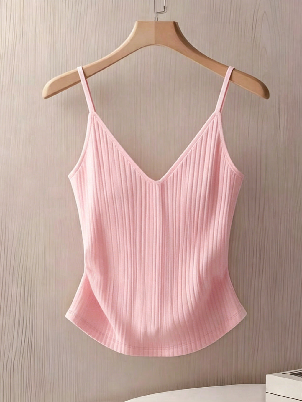 Elegant and Stylish New Summer Adult Solid Color Thin Strap V-Neck Button Decoration Waist-Cinching Slim-Fit Versatile Casual Women's Camisole ZLLZ - Pink
