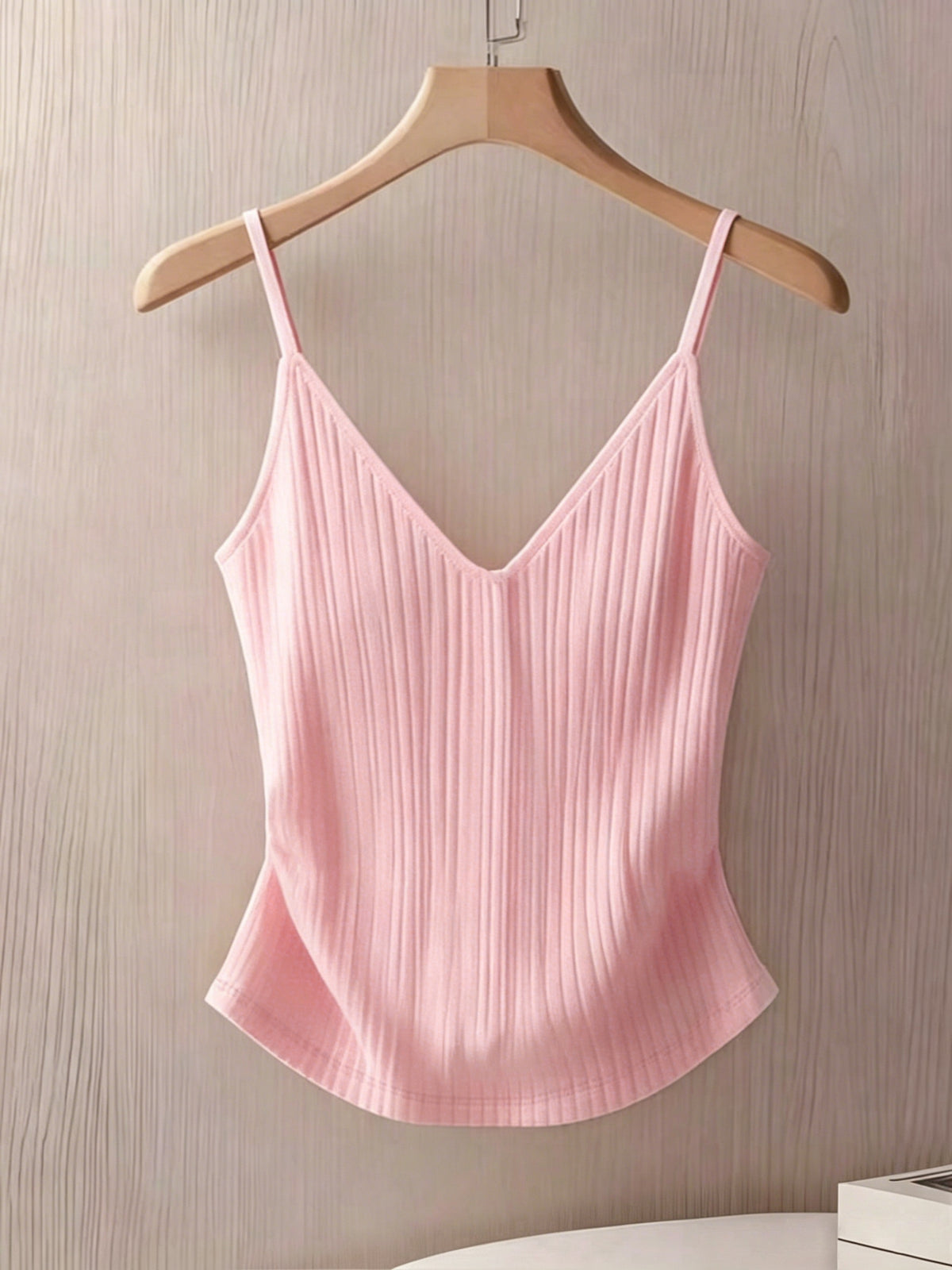 Elegant and Stylish New Summer Adult Solid Color Thin Strap V-Neck Button Decoration Waist-Cinching Slim-Fit Versatile Casual Women's Camisole ZLLZ - Pink