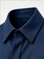 Men's Vintage Lapel Striped Shirt, Vacation Casual Long-Sleeve Shirt. Available in Multiple Colors - Navy Color