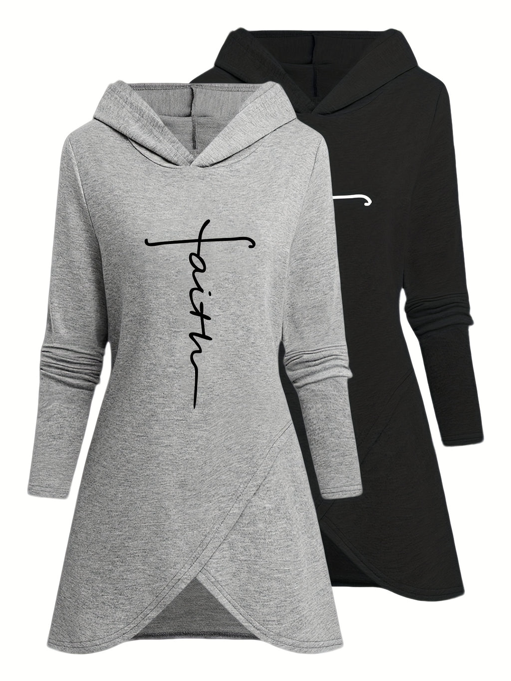 2pcs Random Women'S Hooded Mid-Length Coats - 2PCS mixed colors
