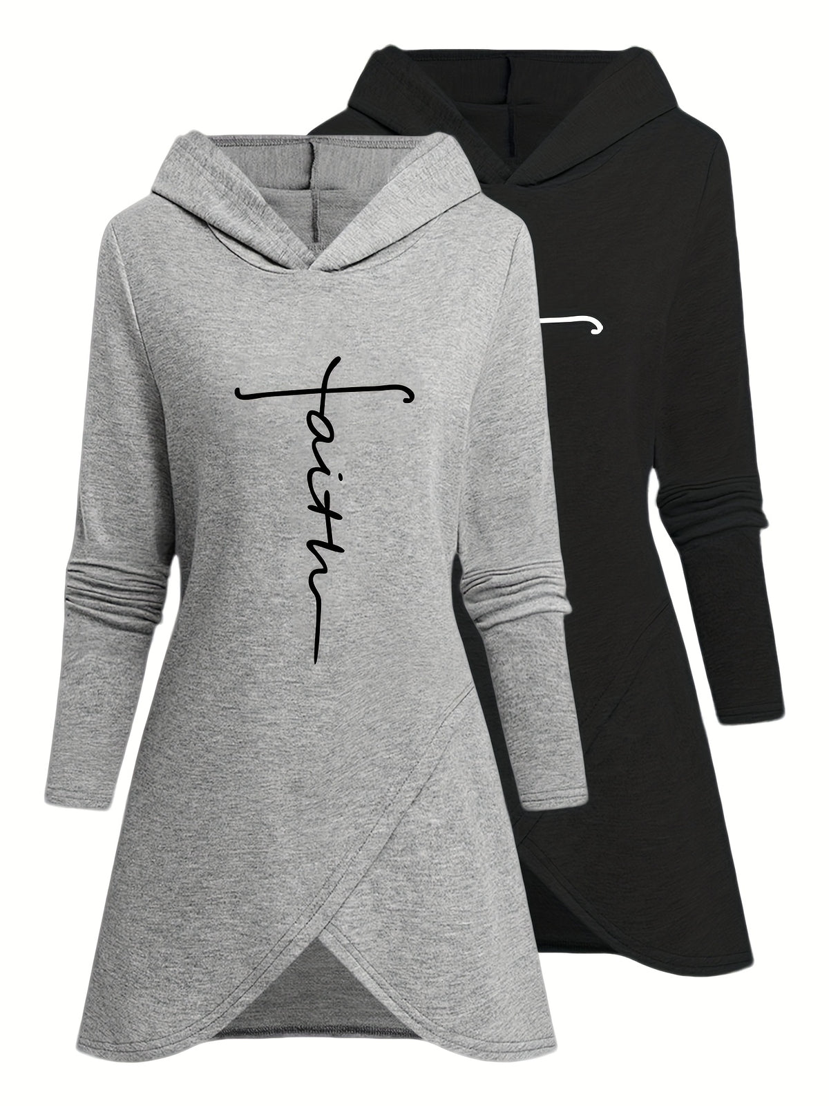 2pcs Random Women'S Hooded Mid-Length Coats - 2PCS mixed colors