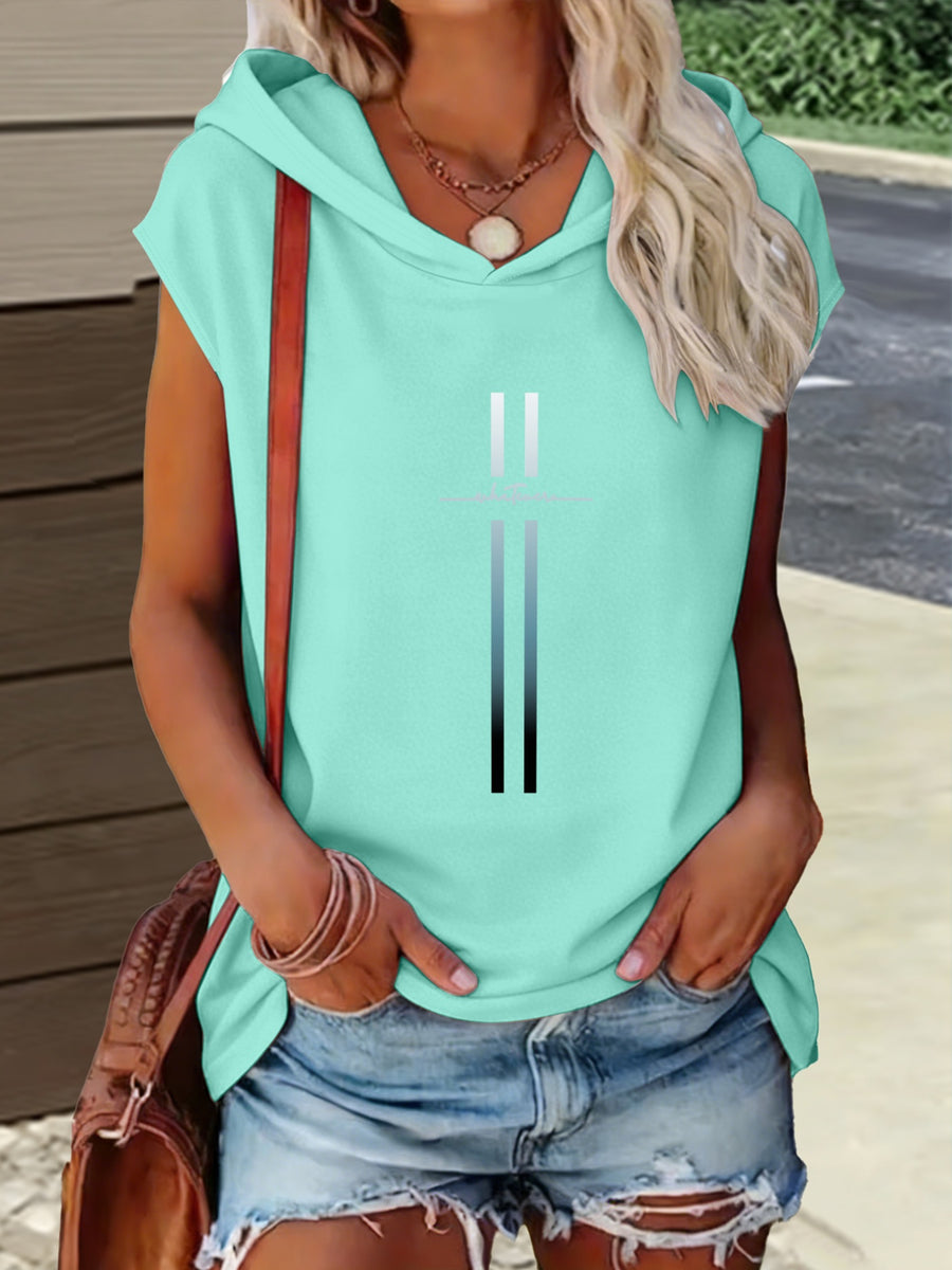 1pc Hooded Simple Design Highlight Comfortable Versatile Style Summer New Y2K Style Women's Sportswear Elegant Fashionable Comfortable T-Shirt Top - Lake Blue