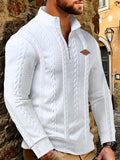 Men'S Casual Polo, Zip-Up Collar Pullover, Men'S Henley Shirt, High-Weight Fabric, Textured Material - White