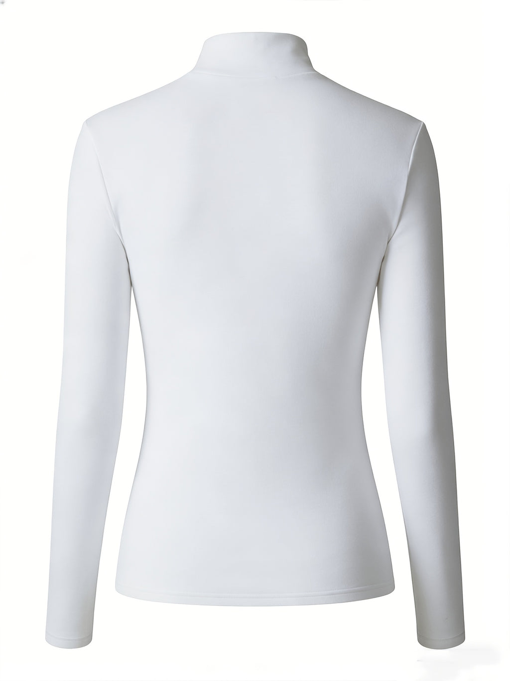 Women's High Neck Slim Fit T-Shirt - Thermal Base Layer Top with Heartbeat Line & Heart Print, Stretch Suitable for Winter Warmth, Machine Washable Layering Shirt, Cold-Resistant High Neck Blouse Style for Daily Wear (No Transparency) - White