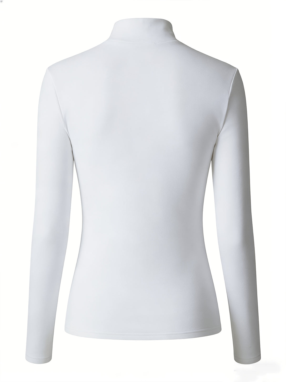 Women's High Neck Slim Fit T-Shirt - Thermal Base Layer Top with Heartbeat Line & Heart Print, Stretch Suitable for Winter Warmth, Machine Washable Layering Shirt, Cold-Resistant High Neck Blouse Style for Daily Wear (No Transparency) - White
