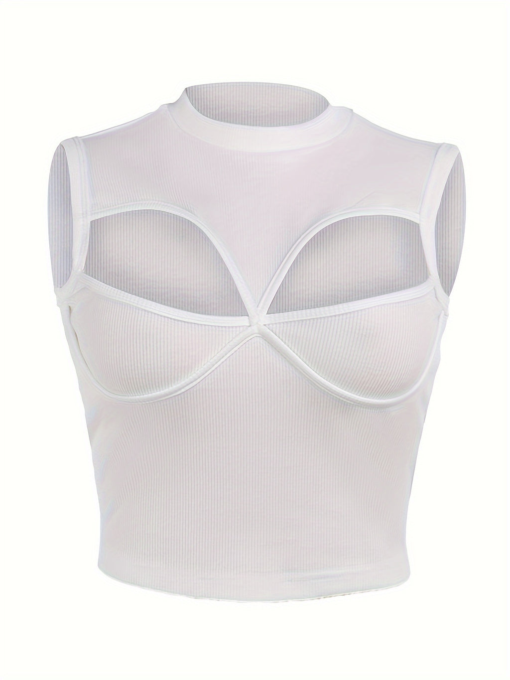 [Self-Designed Pattern] JFL141 Sexy Hollow Out Sleeveless Top for Women, European And American Style, Solid Color, Round Neck, Slim Fit, Versatile Vest - White