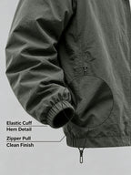 Men'S Lightweight Stand Collar Windbreaker Zip-Up Casual Jacket with Elastic Cuff, Outdoor Sports Coat - Olive Green Color