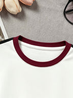 1pc New European American Women'S Contrast Trim Design Short Multicolor T-Shirt Slim Short Sleeve - Cartoon Fun Retro Individual Niche Y2K Dark Gothic Style Easy Creative Heart Spider Web Pattern Print Design Fashion Sweet Cool Trendy Street Hot Sty - White