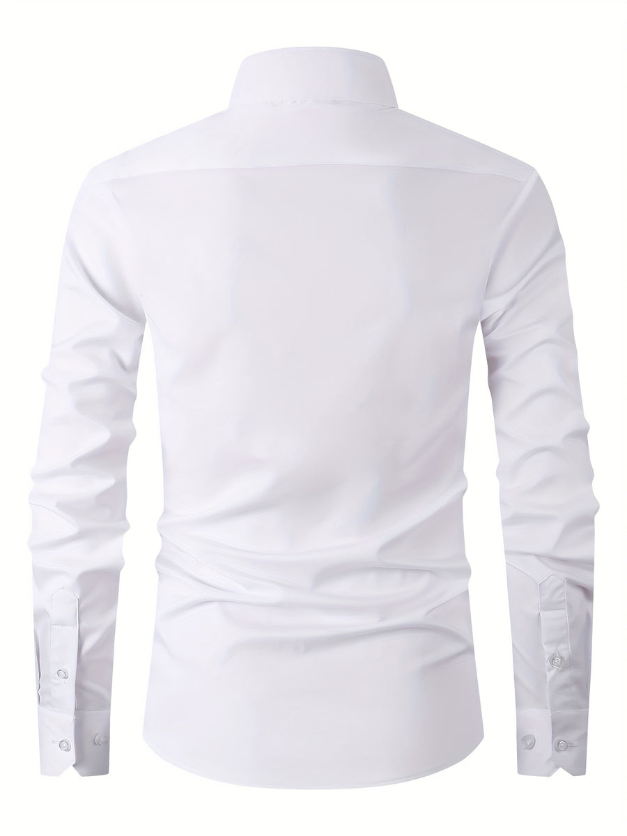 New Fashion Casual Stand Collar Long Sleeve, Smart Casual - White