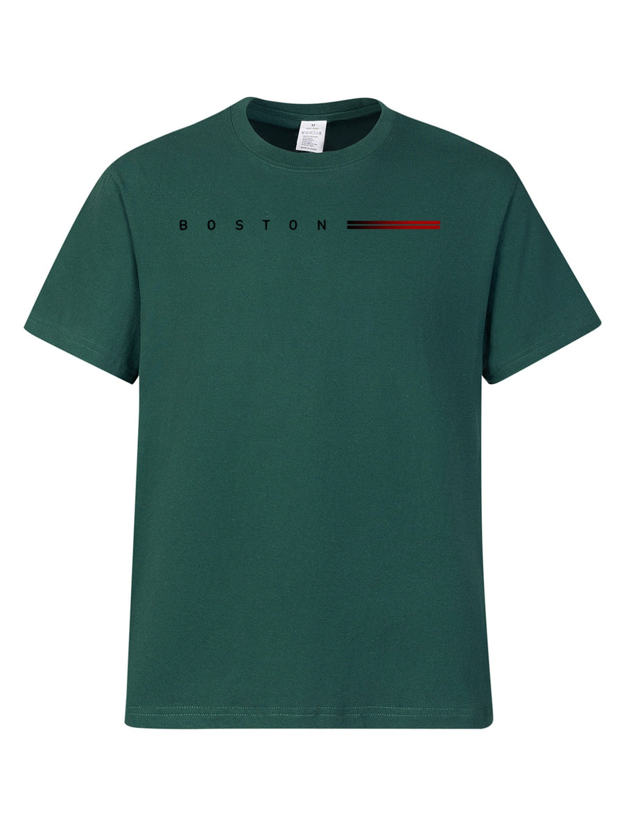 Heavyweight Men's 100% Pure Cotton Crew Neck Printed T-Shirt, a Stylish and Versatile High-Quality Top, an Essential for Daily Wear, Street Jogging, and Other Casual Outfits - Green