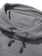 Men Outdoor Tactical Style Fleece Hoodie, Thick Warm Multi-Zipper Pockets Loose Sweatshirt for Autumn Winter Commute Hiking - Grey