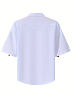 Men'S Stylish Casual Business Shirt with Contrasting Colors. Dark Placket. Contrast Patch Pocket C80025-25 - White