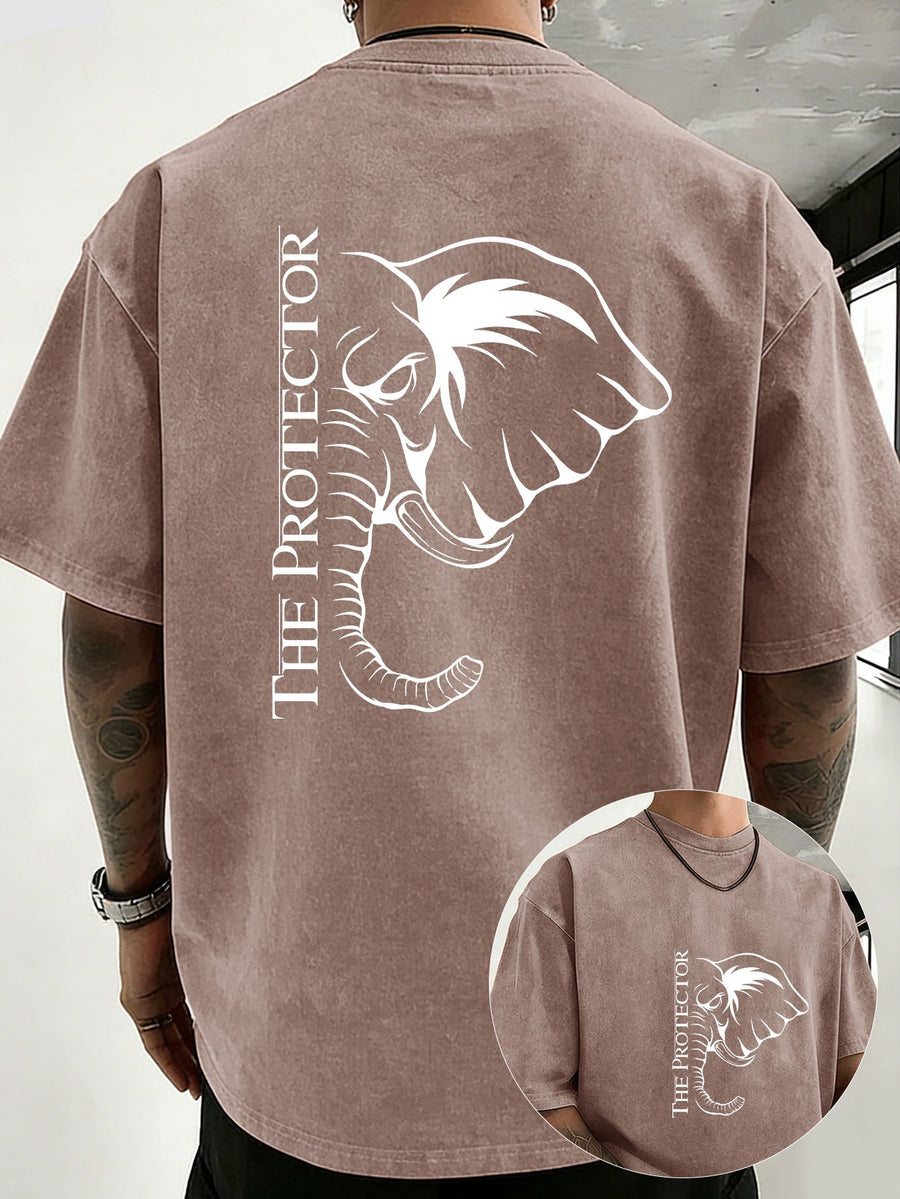 2026 Back-To-School Trendy T-Shirt Unisex, Washed Distressed Loose Fit, Double-Sided Print, Breathable And Sweat-Absorbent, Campus Outdoor Sports Loose Short Sleeve, Sweat-Resistant - Brown