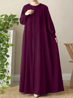 Middle Eastern Muslim Comfortable Solid Color Robe 8358 - Fuchsia