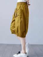 Harem Pants for Women, Loose, Lightweight, Versatile, And Elegant Mid-Length Pants - Yellow