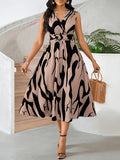 Summer Elegant Women'S Printed Sleeveless Dress, Casual Comfortable Easy Mid-Length Skirt for Summer, Temperament Outing Fashion Dress Women'S Clothing - Mixed colors