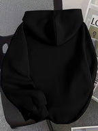 D92-1pc Loose Hoodie, Fashionable Versatile Bow Pattern Printed Hoodie, Spring And Autumn, Women'S Size L14802 - Black