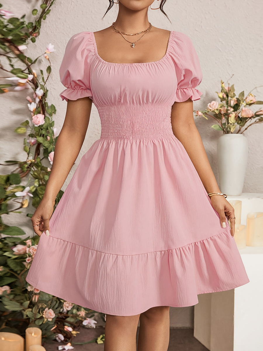 Fashionable Commuter A-Line Dress for Women - Pink