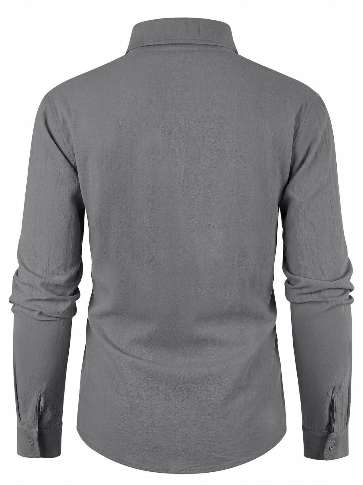 MILANO Slightly Relaxed Fit Washed Textured Linen Shirt, Niche Minimalist Text Print, Versatile Long-Sleeve Top for Mature Young Men - Grey