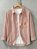 Spring/Autumn New Preppy Cool Fashion Niche Letter Print Long Sleeve Thin Relaxed Casual Shirt - Red 03,