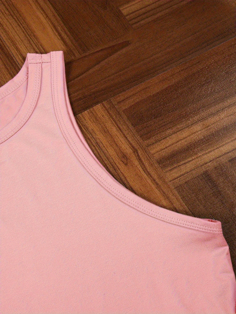 2025 New Trendy Elements Women'S Y2K Fashion Autumn And Summer Popular Retro Round Neck Sleeveless Vest Featuring "Letters, Numbers, Warm Slogans, Messages, And Personal Statements" Printed Patterns. Easy And Stylish, Cute And Sweet - Pink