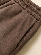 High-Waist Ankle-Cinching Sweatpants, Mountain Peak Print, Vertical Stripes on Both Sides of Legs, Elastic Cuffs Suitable for And Commuting - Coffee Color