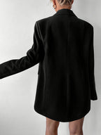 Elegant Special Women's Solid Color Loose Fit Casual Long Sleeve Blazer, Suitable for Workplace Commuting, Daily Outings, Girlfriend Gatherings, Afternoon Tea, Light Business Meetings, City Travel, Spring and Autumn Outfits, and Other Occasions. ZLLZ - Black