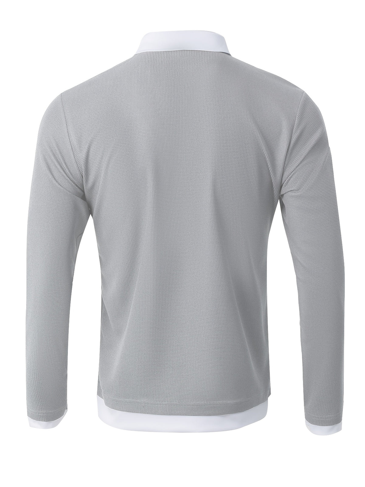 New Men's Textured Waffle Knit Outdoor Casual Fashion Street Sport Shirt, Comfortable, Breathable, and Stylish Men's Apparel - Grey