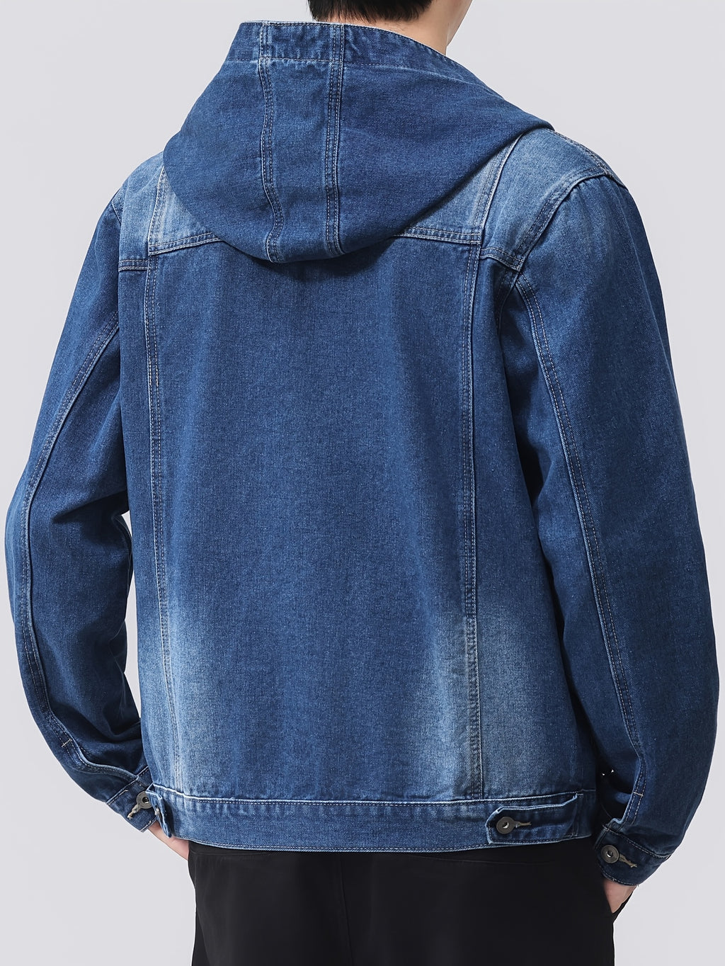 Spring Autumn Thick Men'S Denim Jacket Blue Long Sleeve Hooded Button Fashion Trendy Men'S Clothing Trucker Driver Casual Jacket Top Street Style - Blue