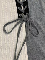 Women'S Fashion Casual Elegant Solid Color Contrast Dress - Dark Gray