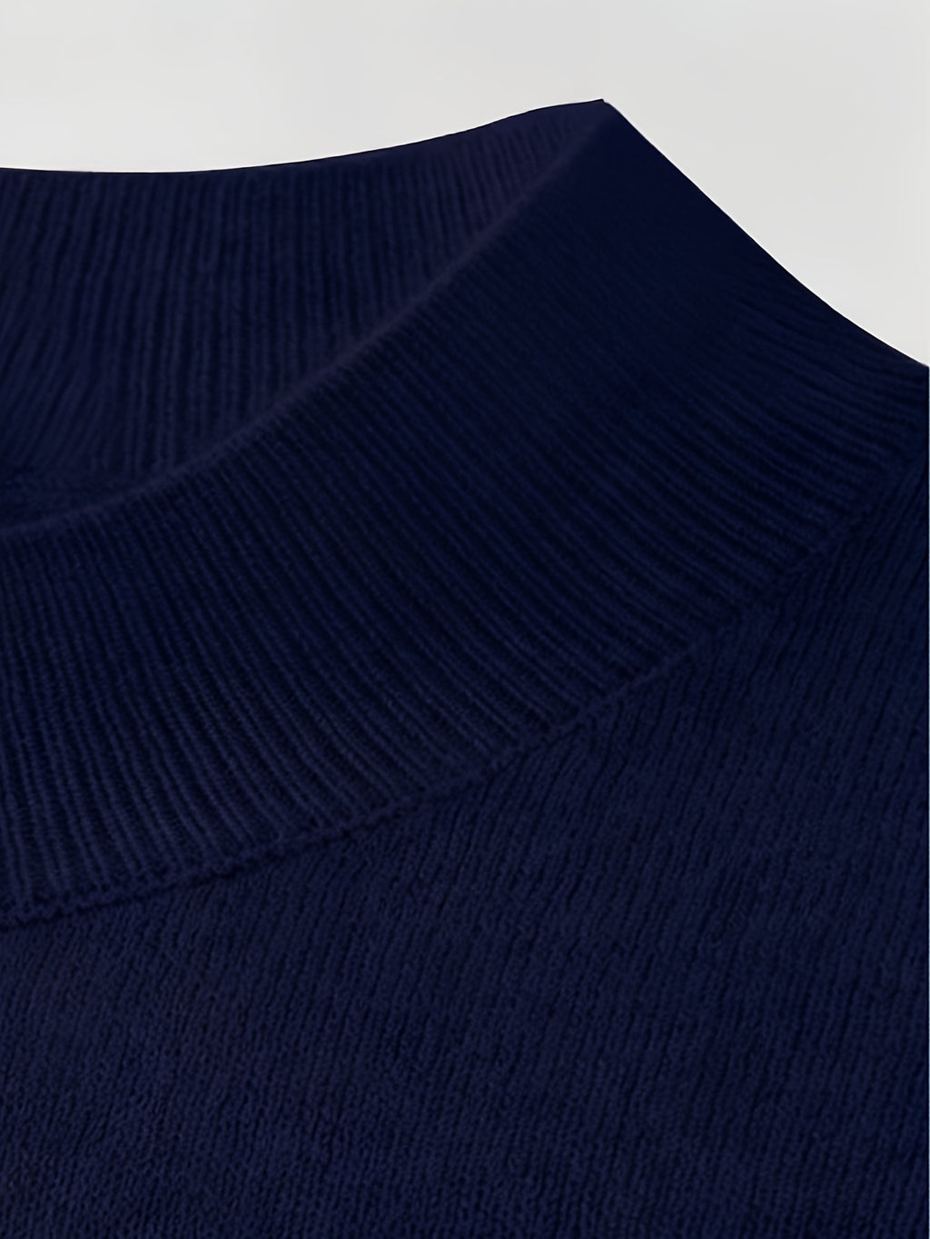 2026 New Men'S Thick High-End Semi High Neck Knitted Sweater Light Luxury Solid Color Warm Sweater Base Sweater - Navy Color