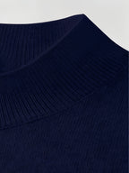 2026 New Men'S Thick High-End Semi High Neck Knitted Sweater Light Luxury Solid Color Warm Sweater Base Sweater - Navy Color