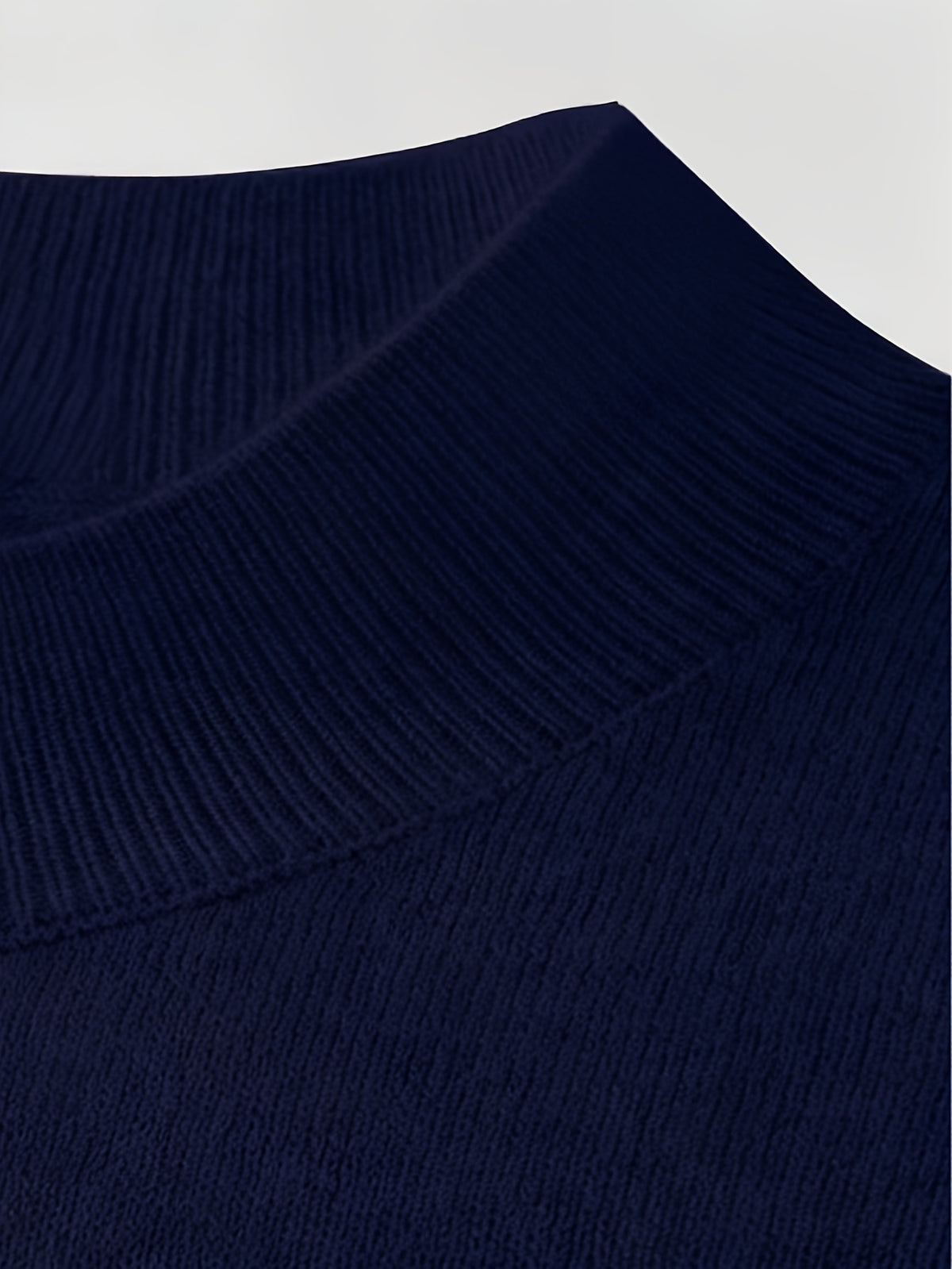 2026 New Men'S Thick High-End Semi High Neck Knitted Sweater Light Luxury Solid Color Warm Sweater Base Sweater - Navy Color
